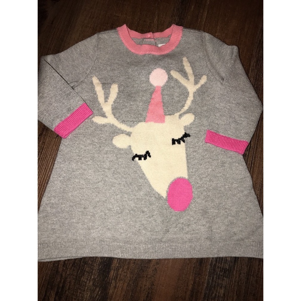 Baby Gap 3-6 Months Reindeer Sweater Dress New Holiday